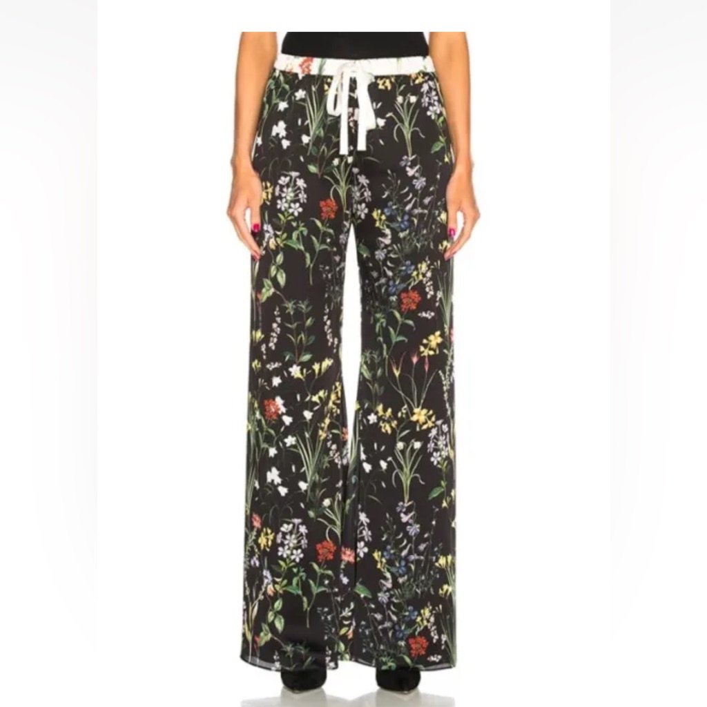 Alexis *Pearson* Black Floral Botanical Flare Boho Hippie Pants M